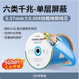 Ugreen绿联NW303/35769六类千兆-单屏蔽(国标0.57mm纯铜芯)浅蓝
