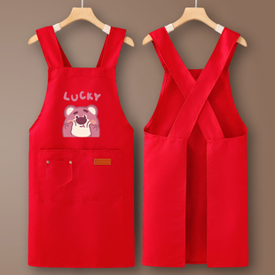 超市韩式上班围裙厨房家用2025新款网红纯棉女工作服定制logo印字