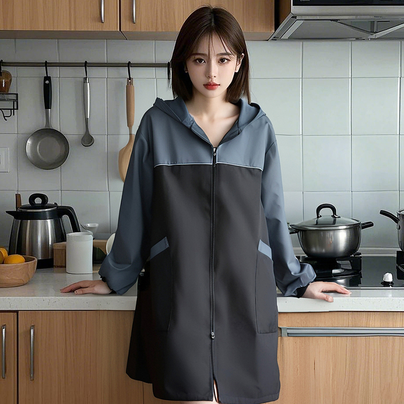 长袖防水防油罩衣工作服女围裙