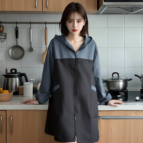 长袖防水防油罩衣工作服女围裙
