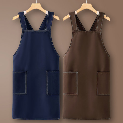 工作服帆布围裙交叉带美甲厨房家用2025新款网红餐饮专用女士定制