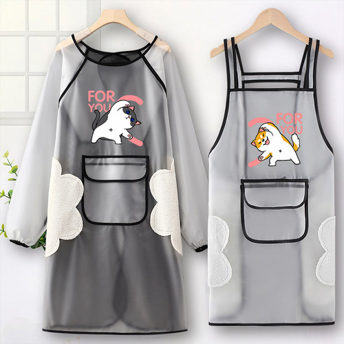 TPU透明防水长袖罩衣时尚围裙