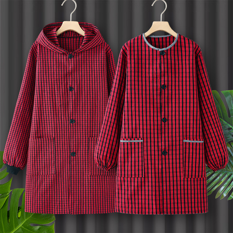 纯棉围裙厨房家用2025新款罩衣女耐磨做饭防油工作服时尚上班专用