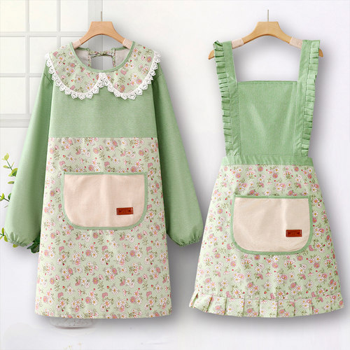 纯棉长袖罩衣工作服围裙