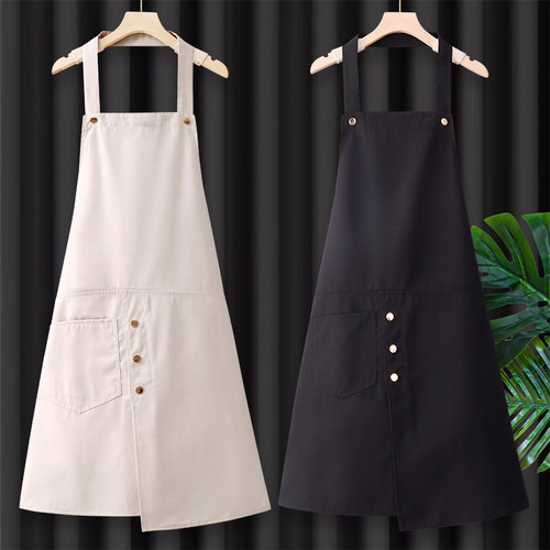 纯棉围裙定制logo印字工作服女