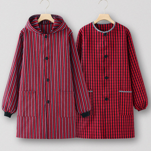 老粗布罩衣女新款围裙厨房家用耐脏大人长袖工作服年轻款上班专用