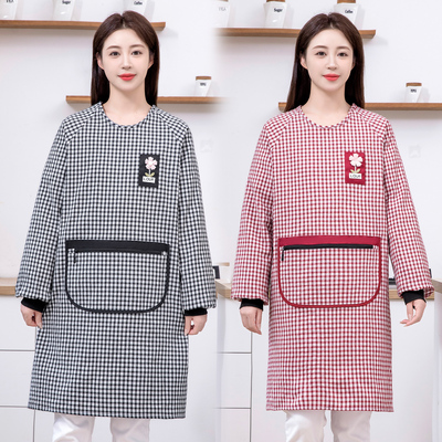 薄款防脏长袖围裙厨房家用