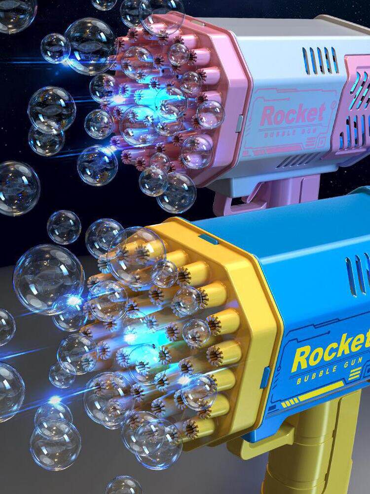 NEW RECHARGEABLE 40 HOLE SPACE LIGHT BUBBLE MACHINE MINI VERSION GATLING ELECTRIC BUBBLE BLOWING HANDHELD KIDS TOY