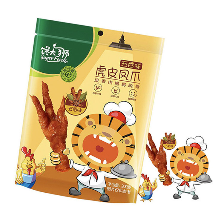 馋大狮虎皮凤爪五香味香辣味解馋代餐即食小吃网红零食200g