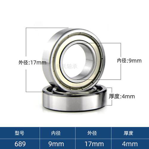 HTMW 碳钢/承钢材质 689ZZ/RS9mm*17m m深*4m轴m 微型沟184球轴承