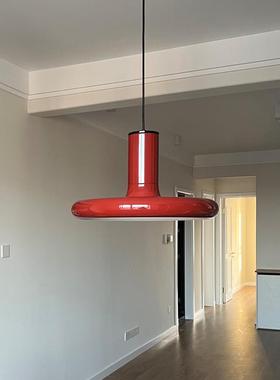 中 古红色ORR吊飞盘灯北欧创意客厅餐厅台飞碟吊吧灯复古民宿小吊