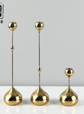 烛台摆件欧式创意轻奢金属银色高水滴简约现代婚庆浪漫装饰蜡烛台