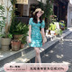 love Echoone 显瘦V领褶皱碎花连衣裙女清新淡雅短裙 修身 Bouget