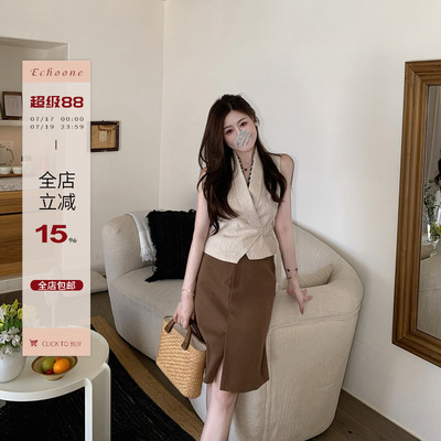 Echoone亚麻收腰马甲