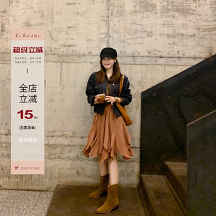 Echoone autumn 花瓣半身裙女新款 不规则裙摆设计短裙 Passionate