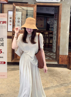 Echoone Basic set 亚麻针织慵懒套装女极简高级优雅气质上衣半裙