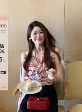 Echoone格纹绑带上衣