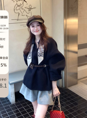 Echoone 晚星 双面羊毛套头大衣冬季高级感韩版百搭宽松显瘦外套