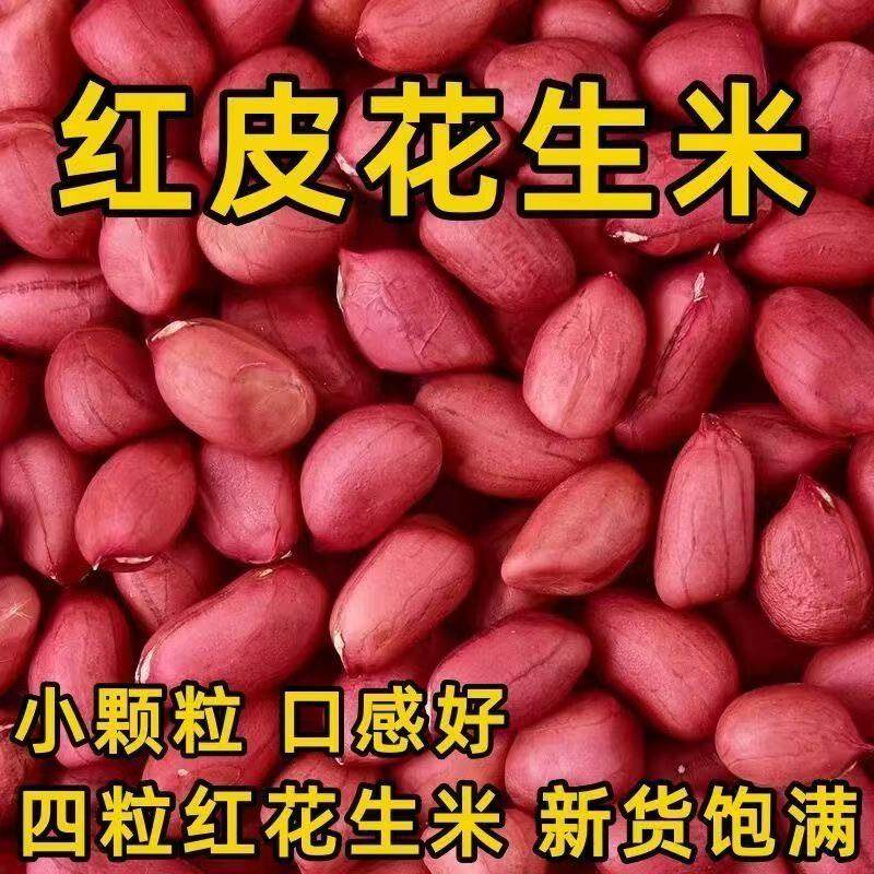 25年新货红皮花生米5斤装原味四粒红生花生仁去壳红皮花生批发
