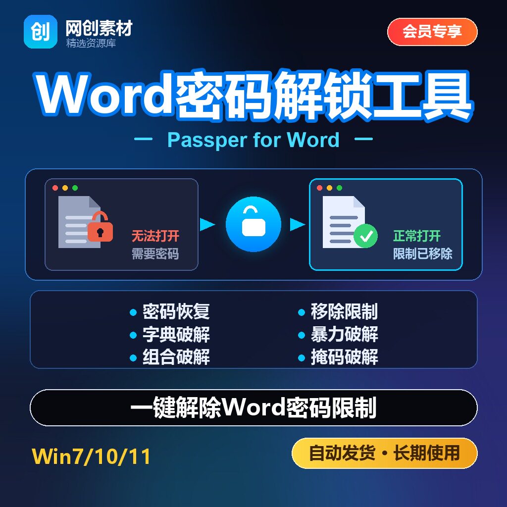 Word密码解锁工具文档密码恢复限制移除电脑软件密码恢复移除限制图片