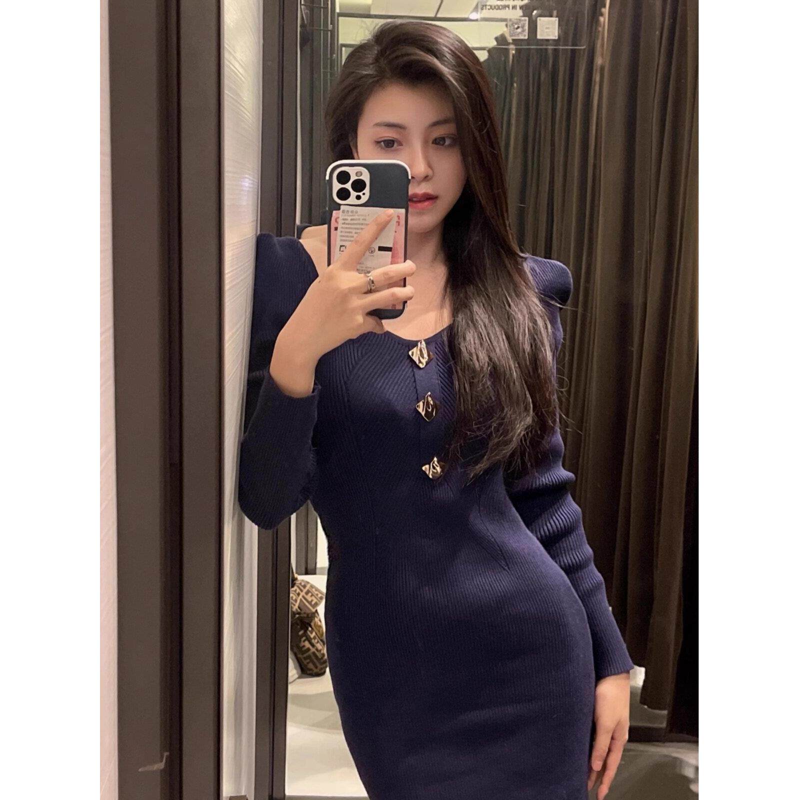 欧洲站2025新款法式高级感长款毛衣裙气质内搭打底针织连衣裙秋冬