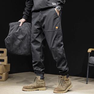 23新款潮牌束脚美式复古机能工装裤子男高街运动裤休闲裤男秋季