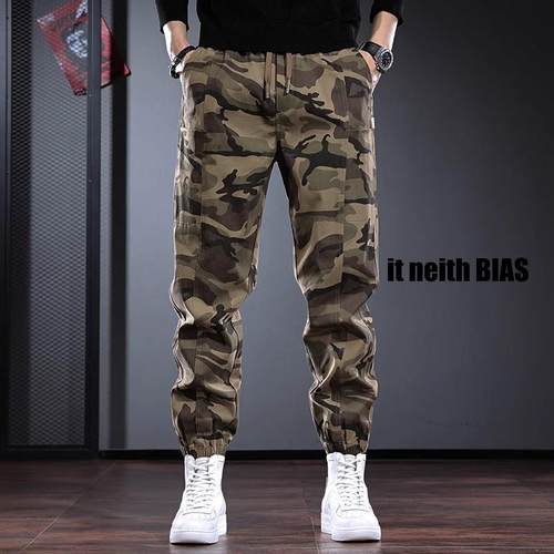 it neith BIAS高端工装迷彩裤子男秋冬季美式加绒束脚痞帅休闲裤