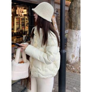 白鸭绒轻薄羽绒服女短款2025冬季新款韩版高级感时尚立领保暖外套