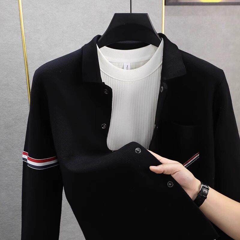 高清轻奢高端双排扣针织开衫男外套翻领春秋季男士毛衣外搭纯色,男装,秀禾服,淘宝优惠券,粉丝福利购,淘宝优惠卷