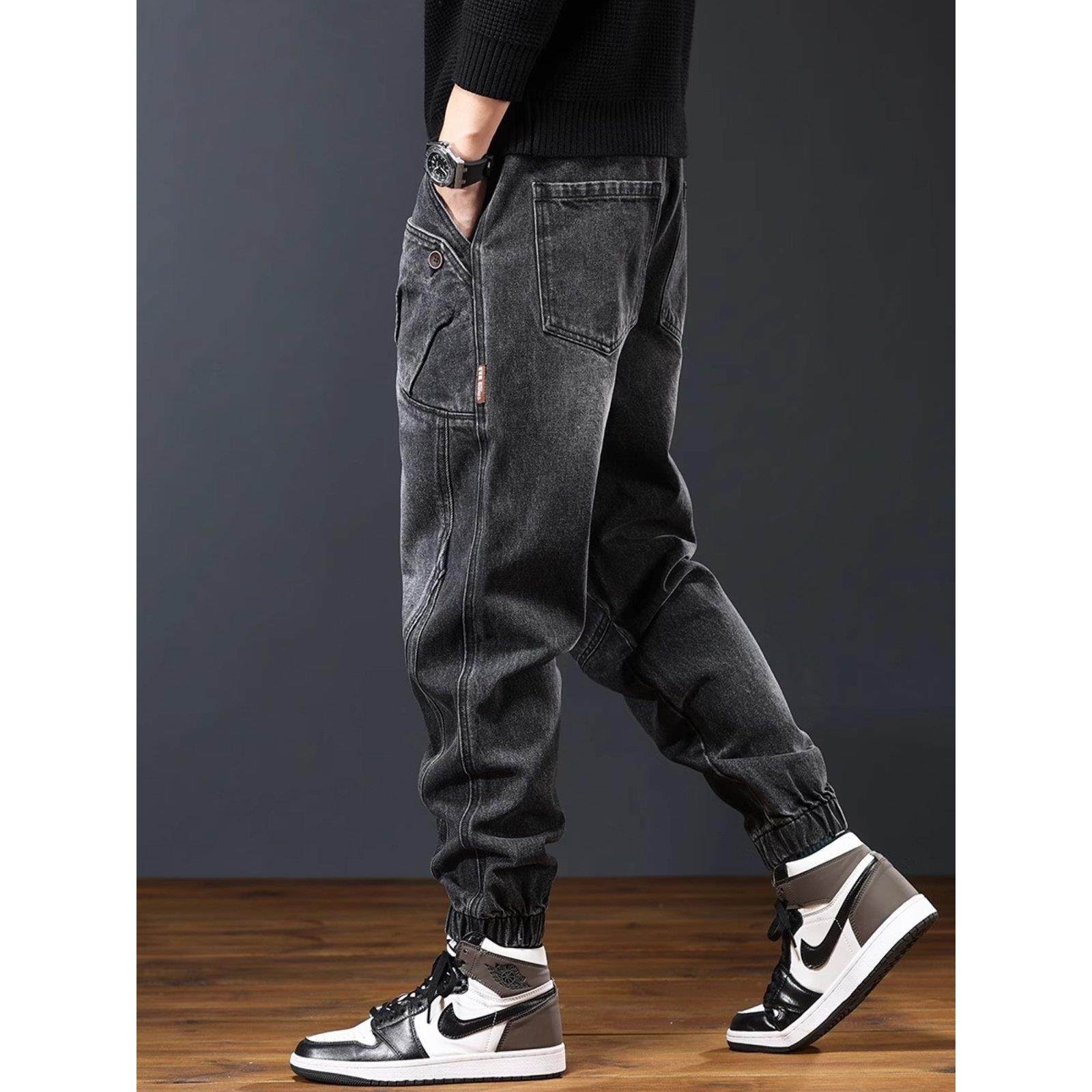 it neith BIAS潮牌美式覆古重磅工装牛仔裤男高端百搭束脚哈伦裤