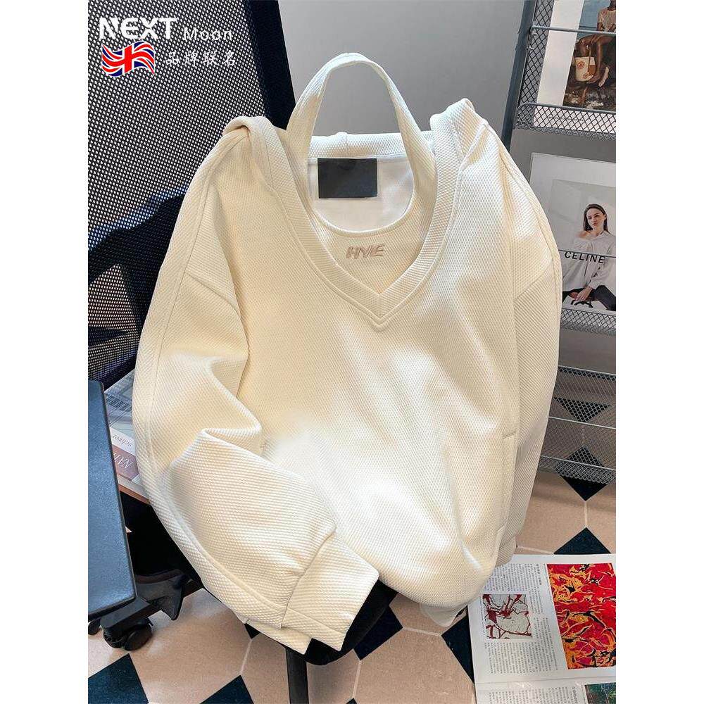 Next Moon英国联名韩系慵懒风两件套V领挂脖卫衣女秋冬设计感小众