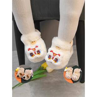 法国BADNUT婴儿冬季步前鞋2025新款毛绒可爱防滑宝宝虎头棉鞋