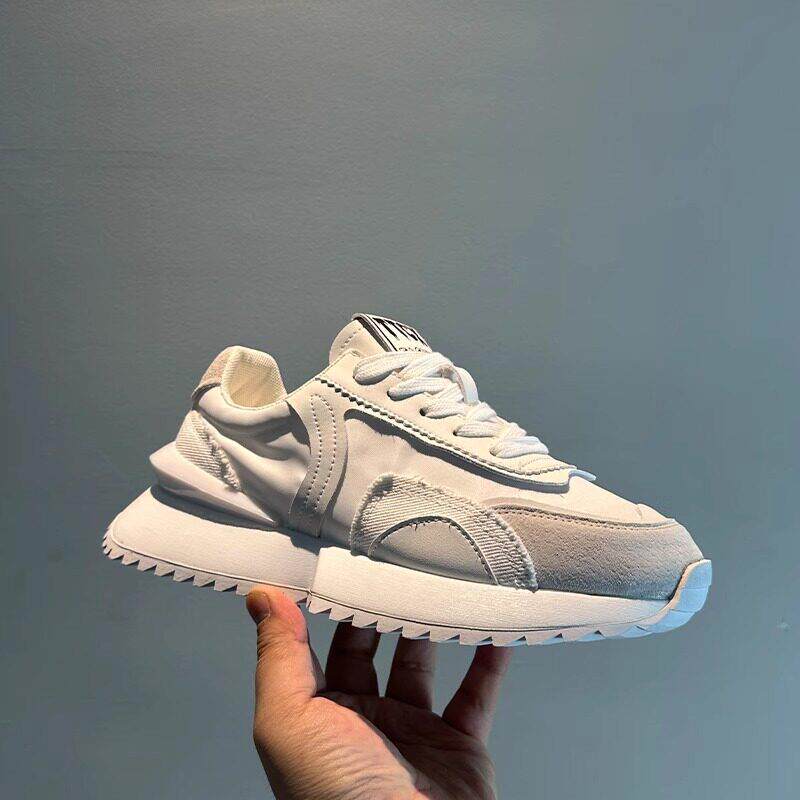 男鞋夏季2025新款透气布面小白鞋男士厚底阿甘潮鞋休闲 运动老爹