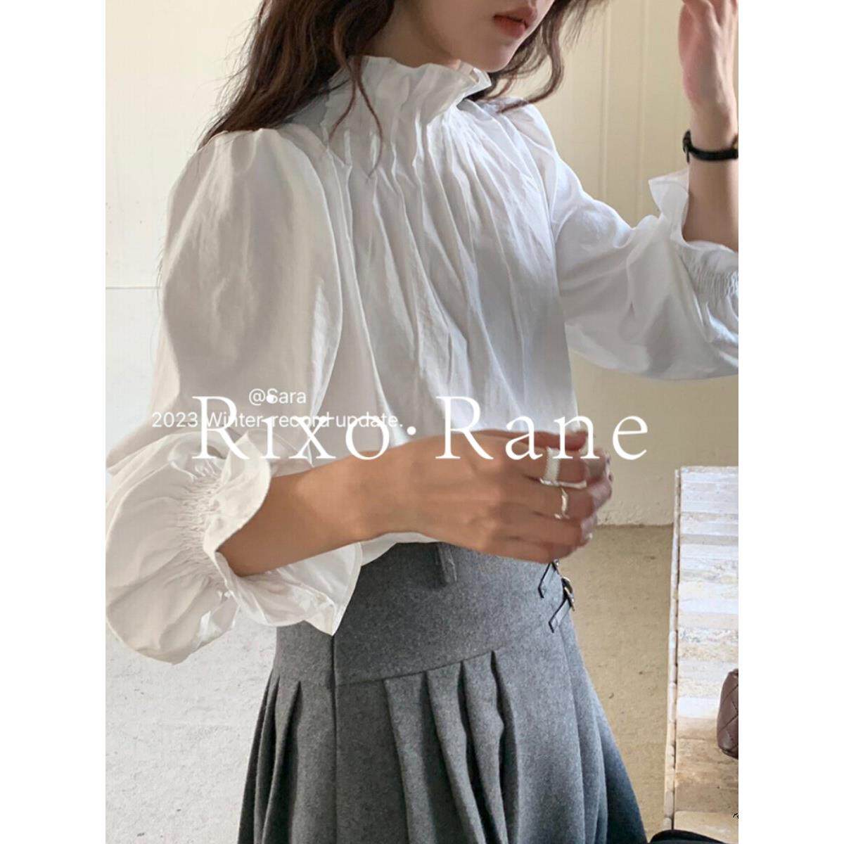 法国Rixo Rane 美到窒息⭐宫廷风花边立领泡泡袖衬衫显瘦气质上衣