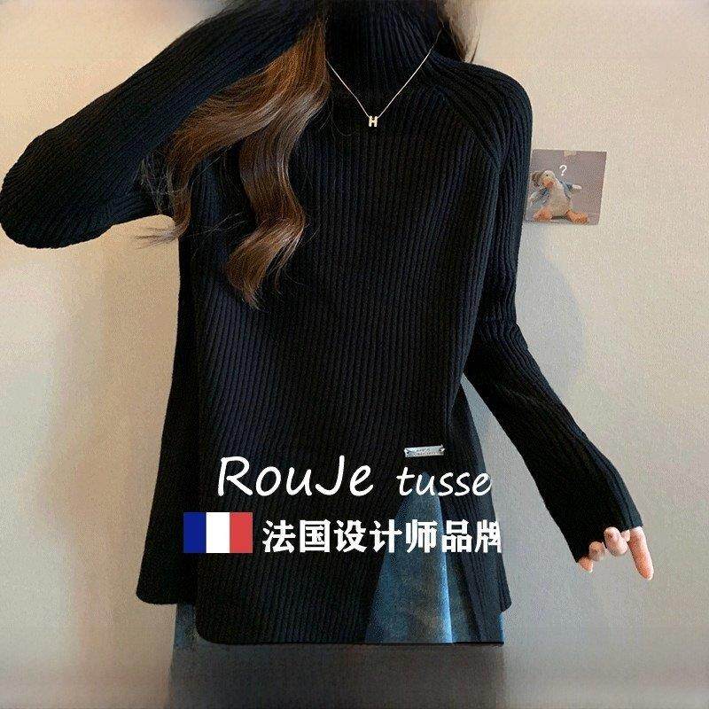 大码半高领羊绒毛衣女秋冬款内搭设计感显瘦开叉针织打底羊毛上衣,女装/女士精品,羊绒衫,淘宝优惠券,粉丝福利购,淘宝优惠卷