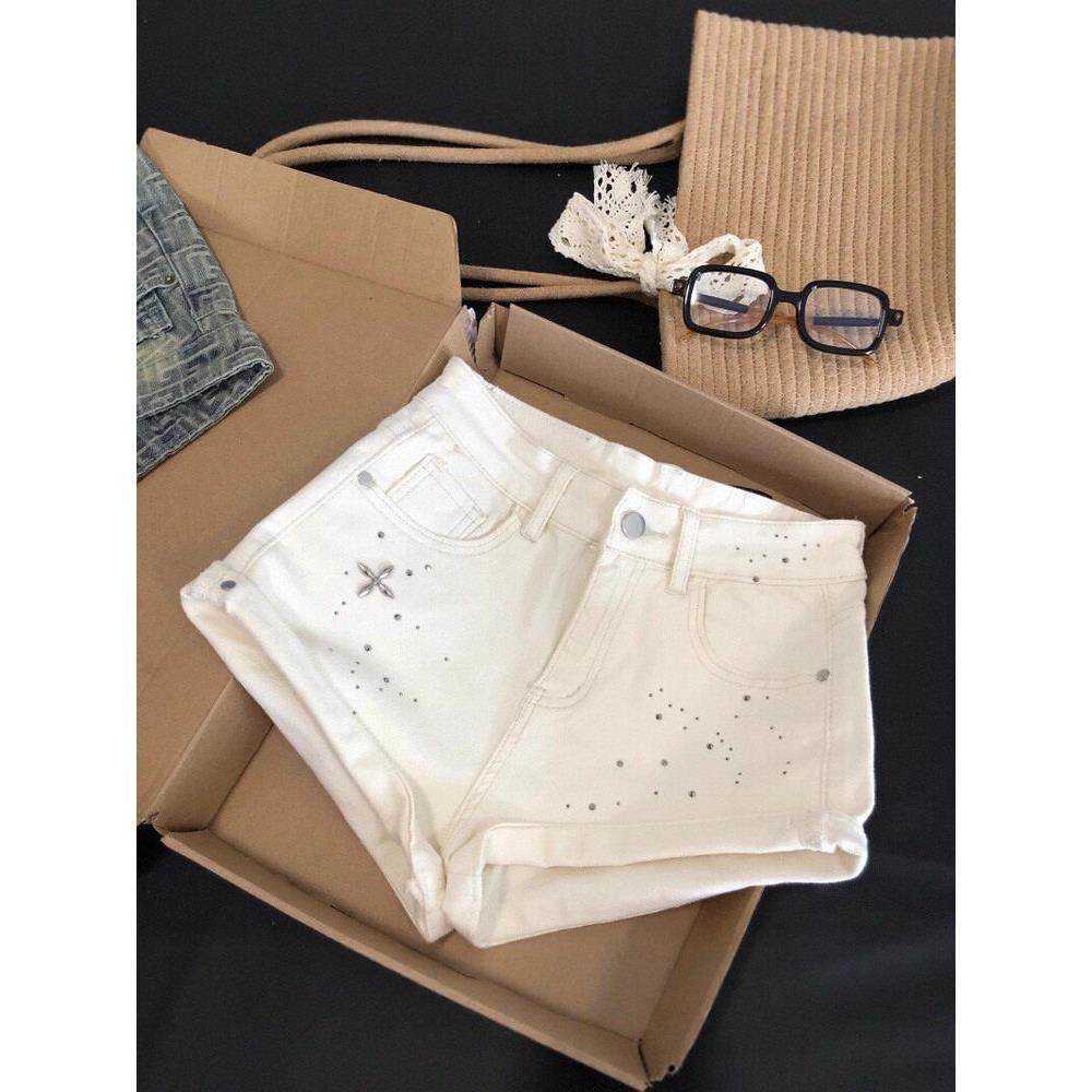 法国Rouje Dsyle重工烫钻卷边牛仔短裤女洋气辣妹百搭阔腿A字热裤,女装/女士精品,大码裤装,淘宝优惠券,粉丝福利购,淘宝优惠卷