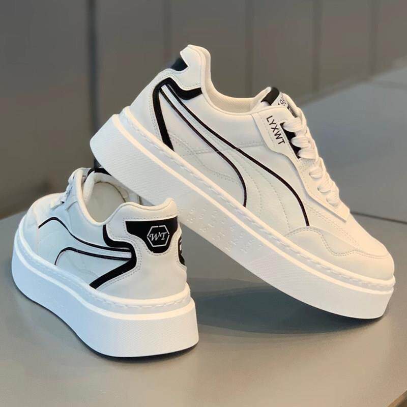 男鞋夏季小白鞋2025新款潮流百搭防水休闲板鞋厚底增高皮面运动鞋
