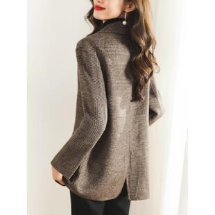 新款 2025年秋季 高级感小个子双面羊毛呢大衣 外套女短款 千鸟格西装