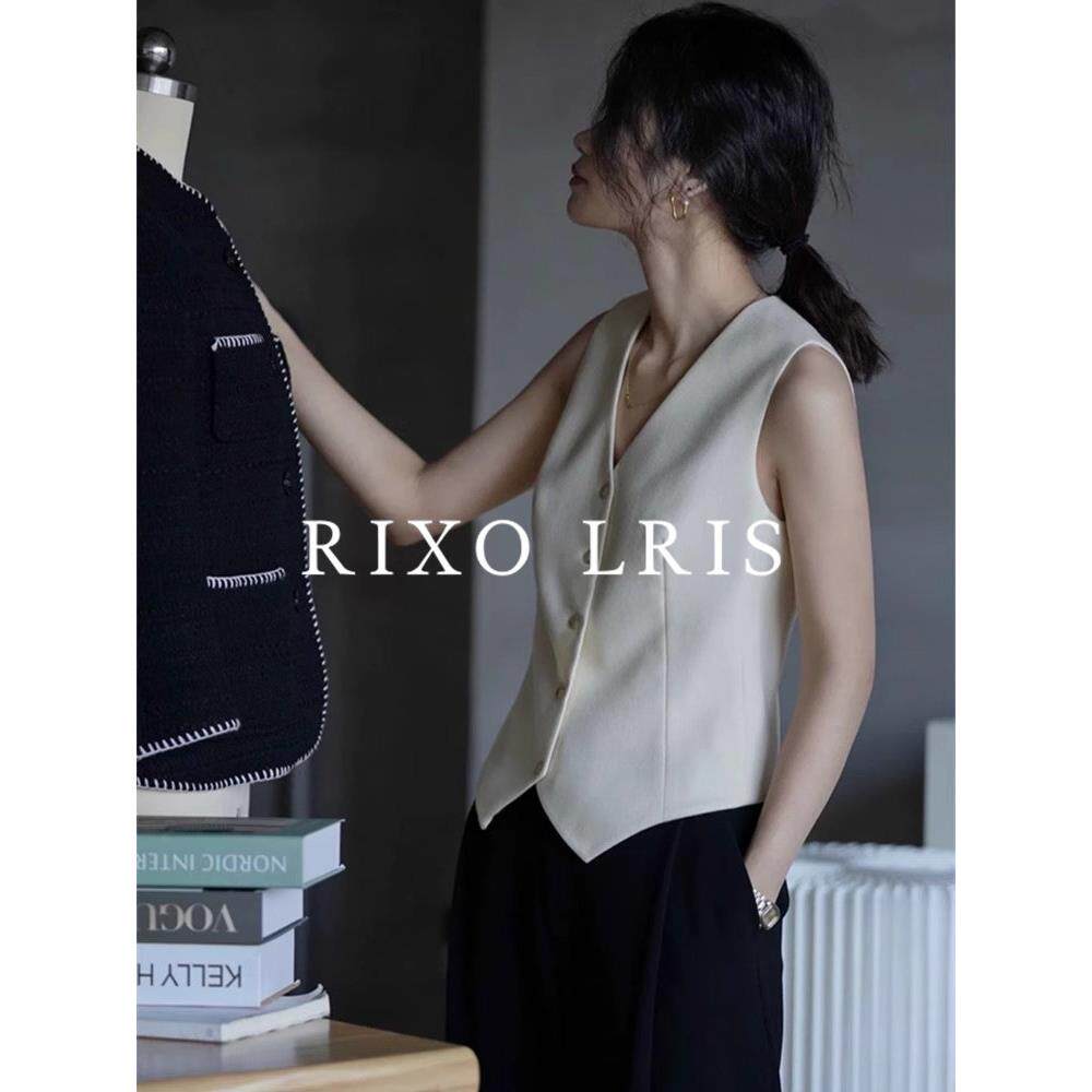 RIXO LRIS法式高级感简约轻熟白色v领无袖西装马甲背心女夏季新款