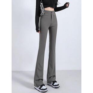 高腰提臀收腹瑜伽喇叭长裤 Canary 薄款 女秋季 Kiss灰色微喇鲨鱼裤