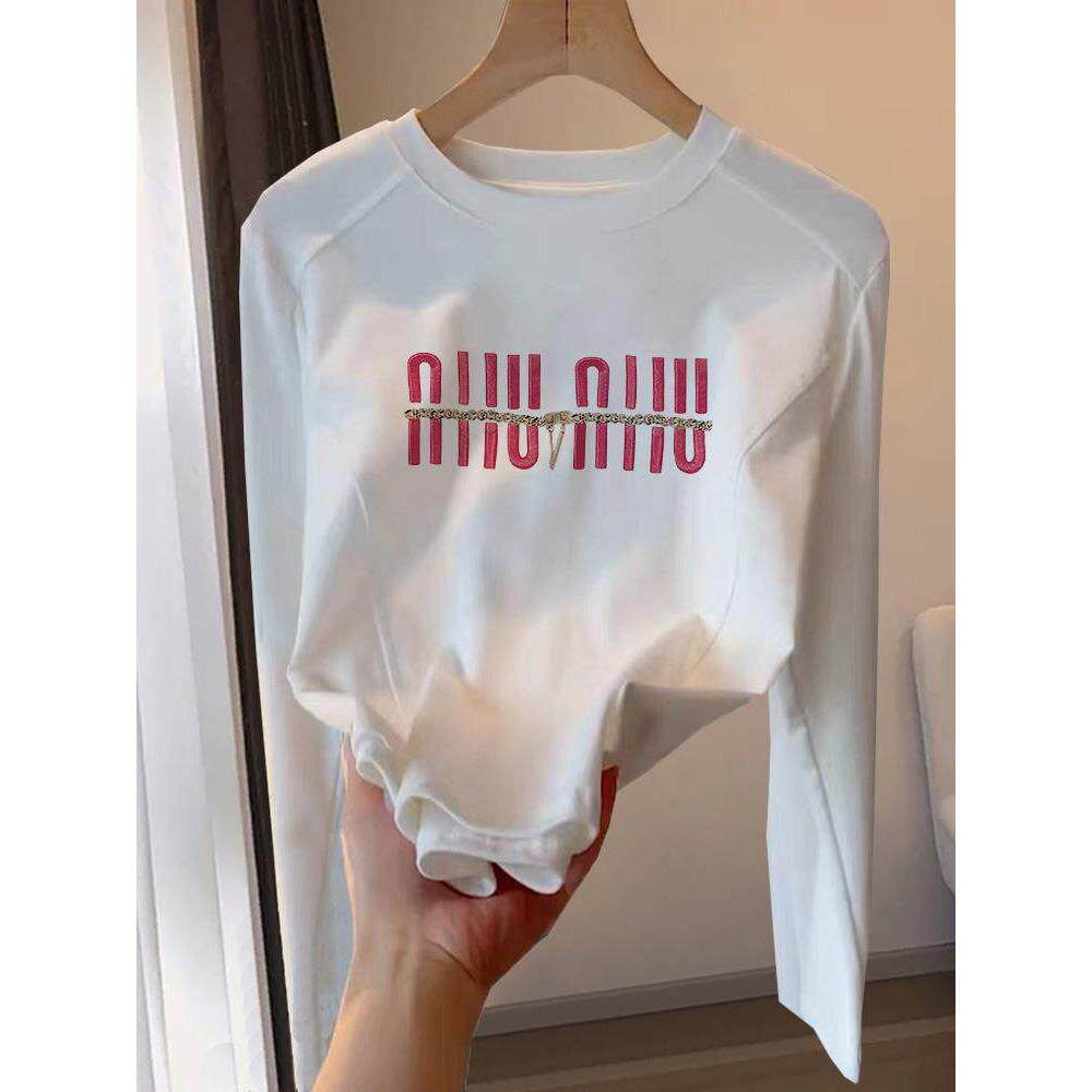 法国Rouje Dsyle白色正肩纯棉长袖t恤女秋冬季新款时尚上衣打底衫