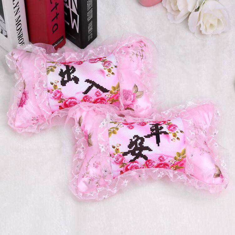 2020新款准确印花汽车十字绣抱枕一对车枕骨枕颈枕靠垫保护颈椎