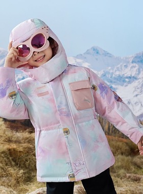 安踏儿童羽绒服四防科技女小童秋冬加厚保暖眼镜款中长款羽绒外套