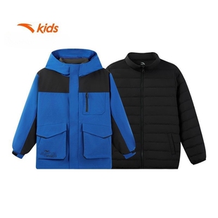 安踏儿童男童两件套上衣2026冬季款舒适保暖中大童防水羽绒服外套