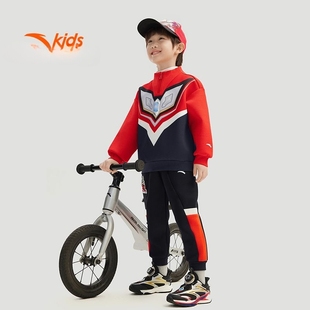 安踏儿童男小童针织套头衫 舒适亲肤儿童运动卫衣奥特曼 2025春新款