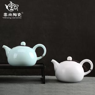 茶道过滤泡茶器功夫茶具单壶 陶瓷影青脂白西施壶茶壶日式