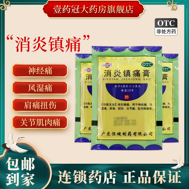 恒健 消炎镇痛膏10片/包 止痛贴膏关节痛骨痛跌打损伤