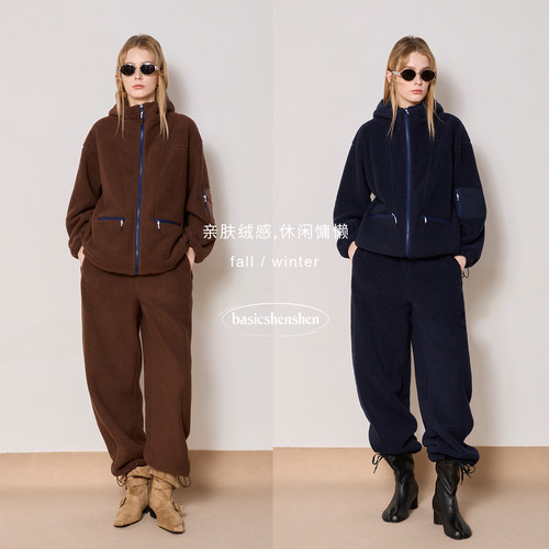 basicshenshen加厚摇粒绒套装女