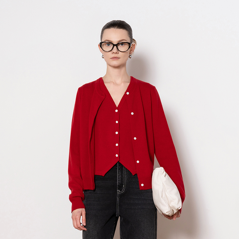 shenshen绵羊毛针织套装两件套