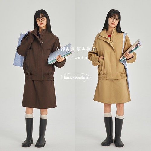 basicshenshen复古工装短款夹克